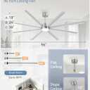 ZMISHIBO 96 Inch Ceiling Fans with Lights, Large Indoor/Outdoor Industrial Ceiling Fan with 8 Aluminum Reversible Blades, Quiet DC Motor, 3CCT&6-Speed Remote Control, Damp Rated for Gazebo/Living Room