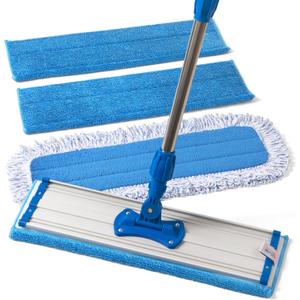 Zflow 18" Professional Microfiber Mop - Commercial Stainless Steel Handle with Microfiber Dust Pad + 3 Wet Pads