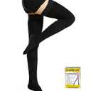 Beister 20-30 mmHg Compression Stocks Women & Men Thigh High Closed Toe Sockings for Varicose Veins, Edema, Flight (X-Large (1 Pair), Black)