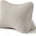 Pat. Pend. Corduroy Lumbar Support Back Pillow for Watching TV, Reading & Gaming, Ergonomic Triangle Support Cushion for Sofa, Armchair & Bed Sitting, Removable Washable Cover, Beige Gray