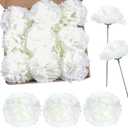 50 Pack Artificial Silk Carnation Picks, Artificial Flowers Carnation Heads with Stems for DIY Flower Wall Wedding Bouquets Centerpieces Arrangements Decorations -white01