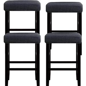 HFCNMY Stool Covers Rectangle,4 Pack Stretch Bar Stool Covers Jacquard Washable Counter Saddle Seat Cover with Elastic Band for Wooden Metal Bench(Dark Grey)