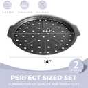 2 x HONGBAKE 2 Pack Pizza Pan with Holes 12 Inch, Nonstick Pizza Tray for Oven with Widen Handles, Hot Air Pizza Crisper Tin, Round Baking Sheet for Frozen & Homemade Pizza, Grey