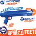 Nerf Dog Large Size Tennis Ball Blaster Dog Toy, Great for Fetch, Hands-Free Reload, Launches up to 50 ft, Single Unit, 20in Blaster with 3 Balls in Mesh Bag, Blue/Orange, Blue, Green and Orange