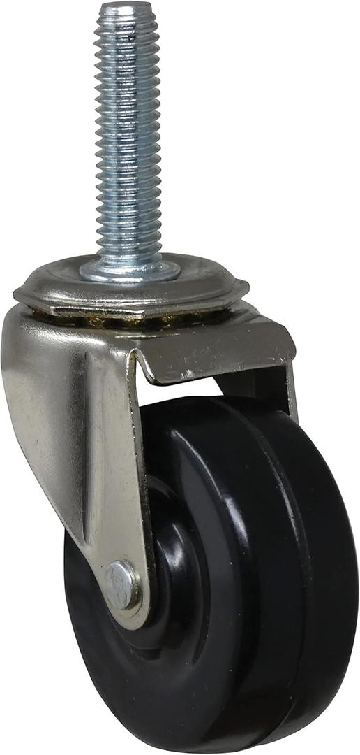 Shepherd Hardware 9344 2-Inch Threaded Stem Casters, 5/16-Inch Stem Diameter, 80-lb Load Capacity, (Pack of 2) , Black