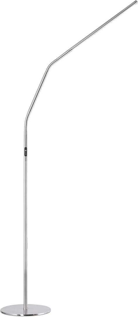 Daylight Slimline 4 LED Floor Lamp in Brushed Steel - 6,000K, 3,200 Lux, 4 Brightness Levels, USB-C Charging Port, Anti-Glare Diffuser, Flexible Design, Art & Craft, Sewing, Nail Salon