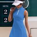 Tennis Dress for Women, Tennis Golf Dresses with Built in Shorts and Pockets for Sleeveless Workout Athletic Dresses (Blue, S)