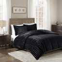 Madison Park Faux Fur Reversible Comforter Set, Down Alternative Filling, Modern Quilted Bedding with Matching Shams, King/California King, Black