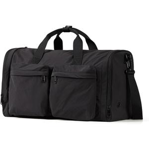 Foldable Travel Duffel Bag for Women with Shoes Compartment, 3 in 1 Carry on Gym Bag with Removable Dry Wet Bag, Lightweight&Water Resistant Duffel Bag for Travel,Sports&Workout, Ink Black