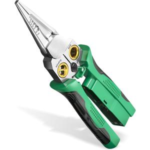 8 in 1 Wire Stripping Pliers with Voltage Tester, Multi-function Wire Stripper Electrician's Pliers, Electric Wire Stripping Tool, Electrician Repair Tool (Green)