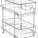 HIHEGD 2 Tier Bathroom Storage With Dividers, Clear Under Sink Pull Out Organizer for Kitchen Pantry, Medicine Cabinet