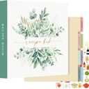 Lanpn Recipe Binder 8.5x11 3 Ring Kit, Waterproof Organizer Binder Recipe Book with 60 Plastic Sleeves,116 Recipes, Dividers, Labels & Stickers, Blank Cookbook to Write in Your Own Recipes