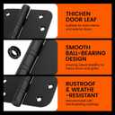 Haidms 304 Stainless Steel Black Ball Bearing Door Hinges for Exterior & Interior Doors 4in Stainless Steel Heavy-Duty Door Hinges Black 4inch, 5/8'' Radius Corners 3PACK