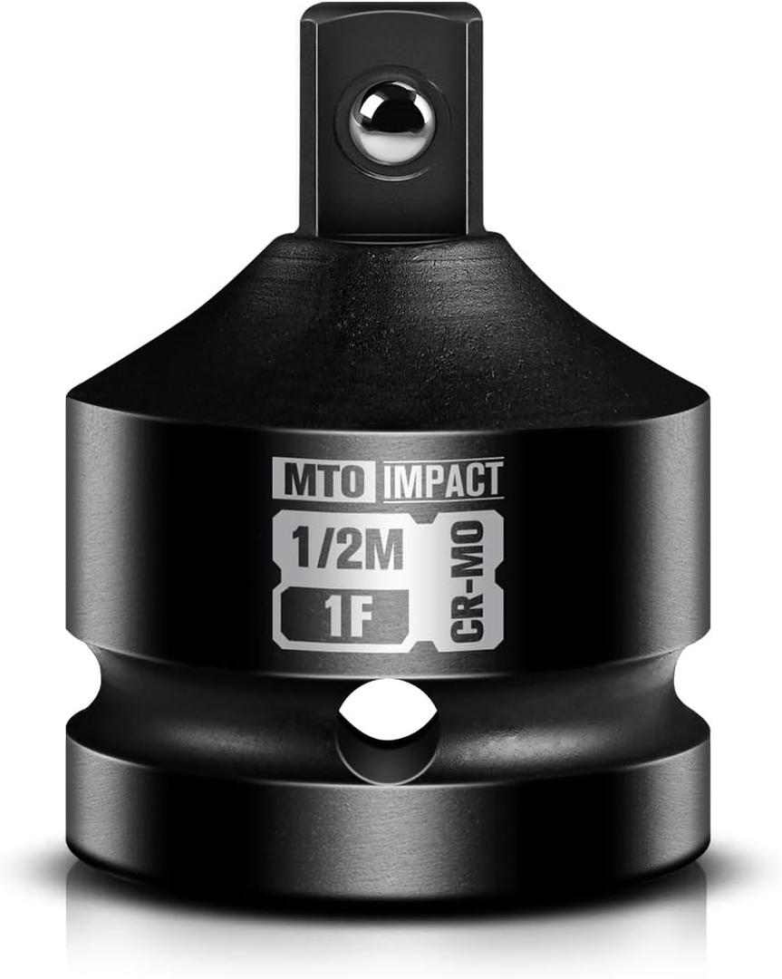 MTO 1" Female to 1/2" Male Impact Socket Adapter, 1-Inch Impact Socket Reducer, Chrome Molybdenum Alloy Steel, for Impact Wrench & Ratchet Use