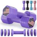 Zempox Adjustable Dumbbell Set of 2, 4 in 1 Hand Weights for Women at Home, 5 lb Weights Dumbbells set of 2, Each 2lb 3lb 4lb 5lb with TPU Soft Rubber Handle for Home Gym Exercise Training, Purple