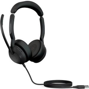 Jabra Evolve2 50 Wired Stereo Headset - with AirComfort Technology, Noise-Cancelling Mics & Active Noise Cancellation - MS Teams Certified, Works with All Other Platforms - Black (Dual-ear, USB-A)