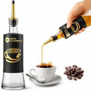 Mosto 2 Coffee Syrup Dispenser - Leak-Free Glass Syrup Dispenser for Coffee Bar- Perfect Alternative to Coffee Syrup Pump Dispenser-cool gifts for coffee lovers-Coffee Syrup Pump- Coffee Syrup Bottle