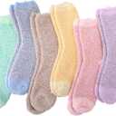 Geyoga 6 Pairs Fuzzy Socks Valentines Gifts for Women Soft Plush Sleeping Slipper Winter Fluffy Socks Gifts for Grandma Mom (L)