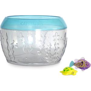 Catstages Meow-smerizing Fish Bowl for Cats with Two Water Cat Toys, Electronic Swimming Fish and Floating Turtle Included, Blue (One-size)