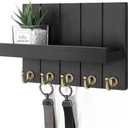 Rebee Vision Farmhouse Key Holder for Wall - Modern Key Racks for Wall Decor Living Room and Mail Organizer with Shelf for Apartment Essentials - Home Decor Aesthetic (Black, 3.54"D x 10"W x 7.28"H)