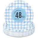 2 x Polinook 48 Pcs Gingham Party Supplies Blue Paper Plates - 9 Inches Disposable Plaid Decorative Dinner Dessert Serving Plates - For Baby Shower Wedding Birthday Party