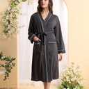 Womens Kimono Robe Lightweight Soft Bathrobe Sleepwear Loungewear with Pockets (XL)