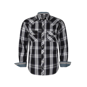 Men's Western Snap Shirt Long Sleeve Regular Fit Plaid Shirts, XXL
