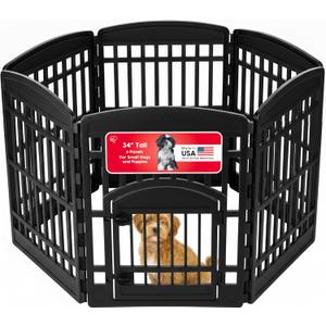 IRIS USA 6-Panel Dog Playpen, Pet Enclosure, Black