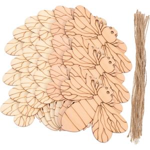 EXCEART 50sets Bee Shape Cutouts Unfinished Wood Craft Chips for Boys and Girls Painting Drawing Embellishment Projects Natural Smooth Finish for Easy Crafting Home Decoration