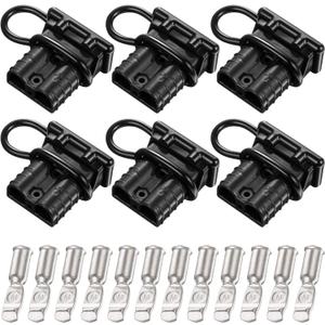 Boao 6 Sets 6-10 Gauge Battery Quick Connect Disconnect 50a 12-36v Battery Quick Connector Quick Wire Harness Plug Kit Battery Quick Connector Disconnect Plug for Motor Winch Trailer(Black)