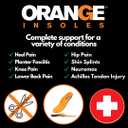 Orange Full Length D Fits Men's Shoe 7-7.5, Women's 8.5-9 Uses a Heel Cup, Contoured Medial Arch, and Metatarsal pad to Help with Better Alignment and Weight Distribution