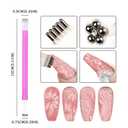 JERCLITY 13 Pieces Pink Series Cat Eye Magnet for Nails Double-Ended Hexagon Strong Nail Magnet Stick for Nail Art Flower Cat Eye Magnetic Pen Line Stripe Magnetic for Cat Eye Gel Polish Nail Art