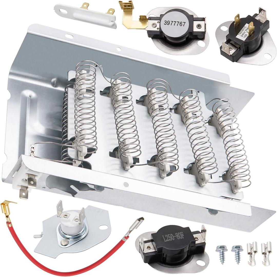 Dryer Heating Element Kit Replace for Whirlpool WED7300DW1 WED7300DW0 WED7000DW1 WED6200SW0 WED7000DW2 WED7000DW0 WED5600SQ0 WED6200SW1 WED5320SQ0 WED5321SQ0 WED5500SQ0 WED5510VQ0