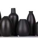 6 Pack Small Black Ceramic Bud Vases for Home Decor - Modern Boho Small Vases for Centerpieces in Bulk, Mini Flower Vases for Dry Flowers, Wedding, Table, and Party Decorations
