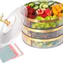 Snackle Box ContainerFruit Tray with LidDivided Serving Tray with LidSnack Tray with LidVeggie Tray with LidSet of 3 Tiers, and 4 Coral Fleece Cleaning Cloths.