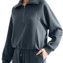 SUUKSESS Women Half Zip Oversized Sweatshirts (Dark Storm, M)