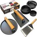 Smashed Burger Press BBQ Kit: 7" Round & 8.2x4.3 Rectangle Cast Iron Bacon Press, 3 in 1 Patty Maker, Spatula 6x5, Burger Press Griddle Set for Blackstone, Traeger, Grills, Fry Pan