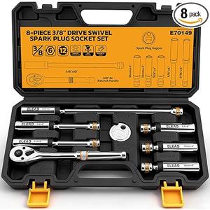 8Piece 3/8" Drive Magnetic Swivel Spark Plug Socket Set, 5/8", 9/16", 14mm, 16mm, Include Ratchet Handle & Spark Plug Gapper, 6 & 12 Point CRV Spark Plug Removal Tool