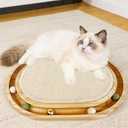 Sisal Cat Scratcher Toy with Ball Track, Interactive Cat Toy for Indoor Cats, Natural Sisal Cat Scratch Pad, Sturdy Solid Wood Frame, Physical Exercise for Kitty and Medium Cat