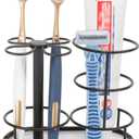 HarJue Toothbrush Holder Stand for Bathroom, Metal Toothbrush Organizer with Marble Base, Toothbrush Storage Collection for Family, Suitable for Home Hotel Countertop Vanity (Medium, Matte Black)