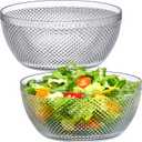 Amazing Abby - Anita - 130-Ounce Plastic Serving Bowls (Set of 2), 10-Inch Clear Salad Bowl Set, BPA-Free, Shatter-Proof, Dishwasher-Safe, Stackable, Great for Salad, Fruit, Cereal, Snack, and More
