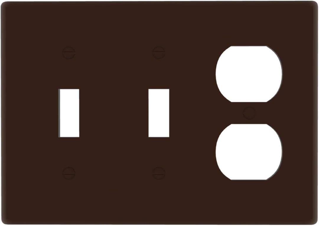 Coffee Brown 3 Gang 2 Toggle 1 Duplex Combination Light Switch Plate Decorative Triple Toggle Wall Plate Cover Electrical Faceplate Switch Face Plate
