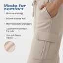Common Stitch 3 Pack Fleece Cargo Joggers for Women 4 Pockets, Cuffed Ankle, Elastic Drawstring Waist (Brown, L)