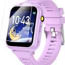 Cosjoype Kids Smart Watches Girls Gift Age 3-12, with 24 Puzzle Games HD Video Camera Music Player Learning Cards Storybook Pedometer Flashlight Touchscreen Kid Watch Brithday Gift for Girls, Purple
