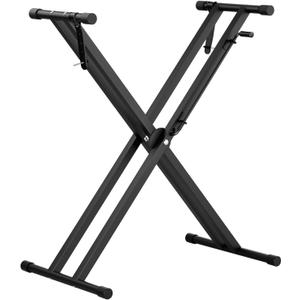 Upgrade Heavy-Duty, Easily Adjustable Height Double-X Keyboard Stand, Portable Digital Piano Stand with Locking Straps, (Multiple Adjustable Heights), Black