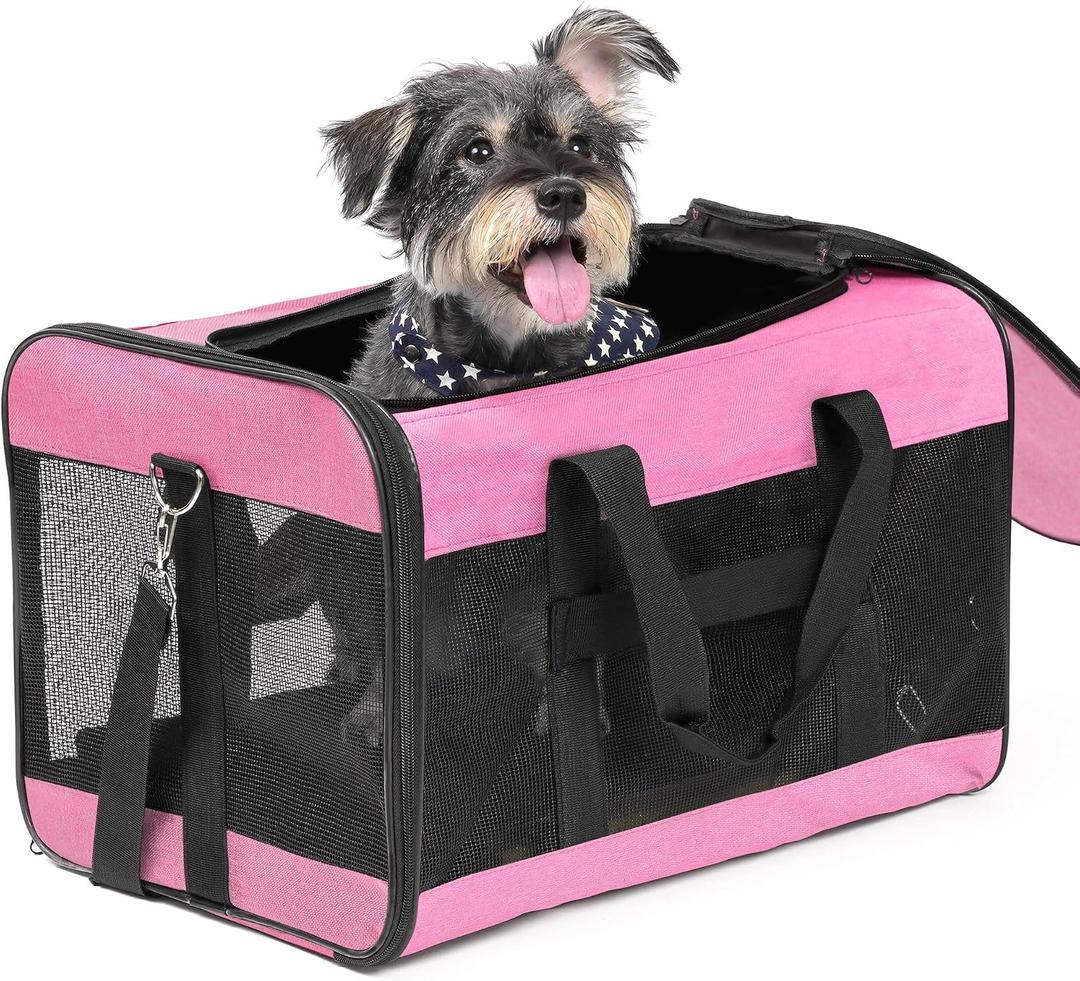 Conlun Dog Carrier Soft Sided, Large Cat Carrier up to 20 Lbs,Pink L