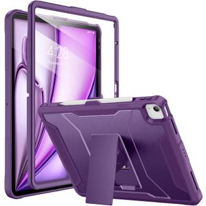 Soke Case for iPad Air 13-Inch M3 2025 & M2 2024,with Built-in Screen Protector and Kickstand, Rugged Full-Body Heavy Duty Protective Cover for Apple iPad Air 13 - Purple