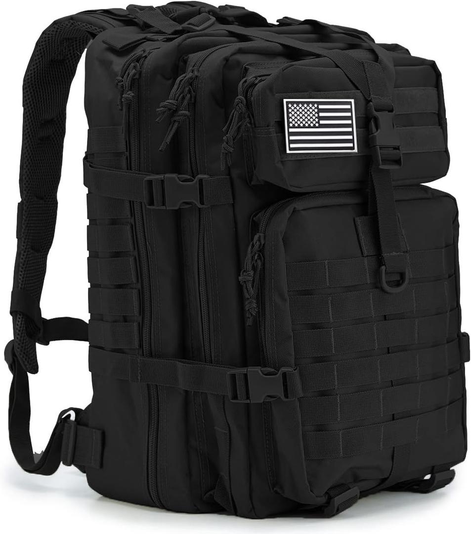 QT&QY 45L Military Tactical Backpacks For Men Camping Hiking Trekking Daypack Bug Out Bag Lage MOLLE 3 Day Assault Pack (1.0 Black)