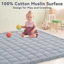 BALAPET 100% Cotton Muslin 71x59 Play Mat for Playpen, Soft Baby Playpen Mat for Kids Toddler Crawling and Play, Non-Slip and Washable Playmat, Grey