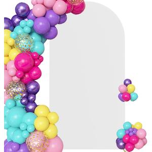 6.6FT Arch Backdrop Cover Spandex Fitted Wedding Arch Covers,Round Top Double-Sided Chiara Arch Covers for Party Wedding Birthday Ceremony Event Banquet Decoration(White)